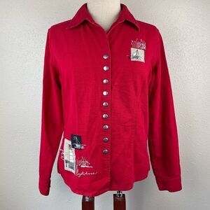 Christopher & Banks Button (Snap) Down Linen Blend Shirt Size M